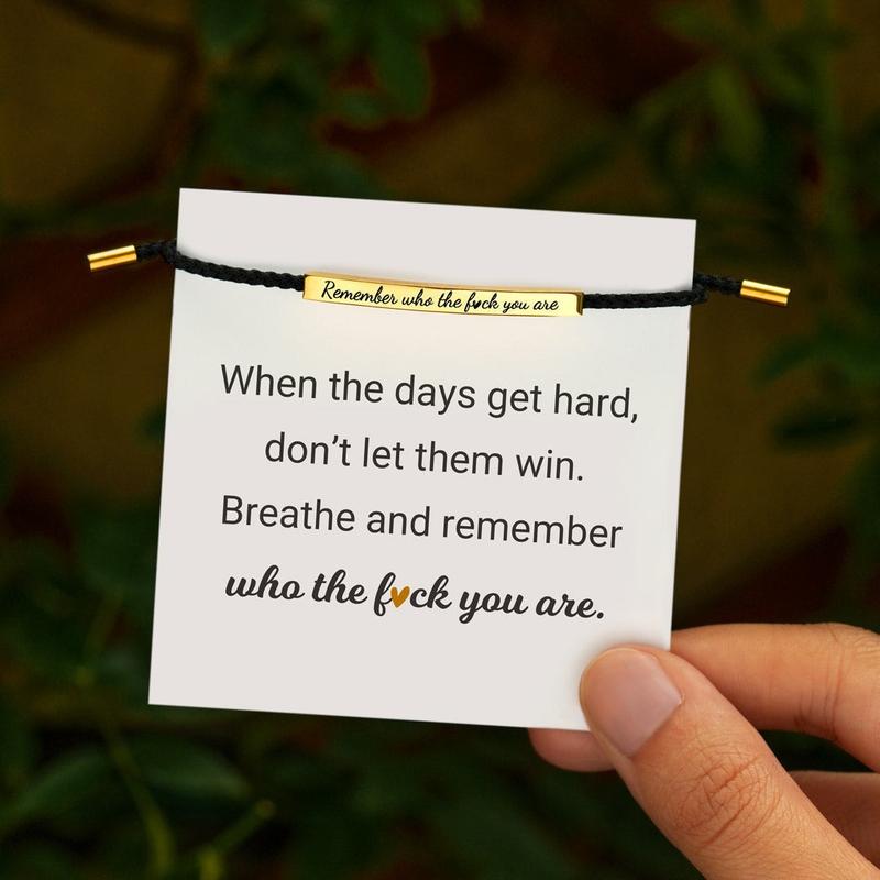 Remember Who You Are bracelet, black and gold