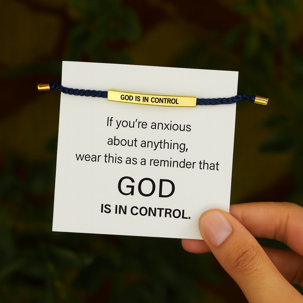 God is in Control bracelet in blue
