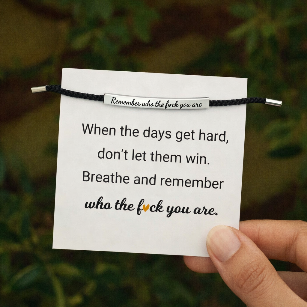 Remember Who You Are bracelet, black and silver
