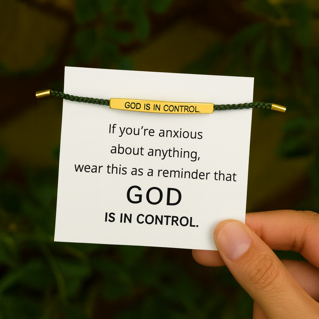 God is in Control bracelet in green